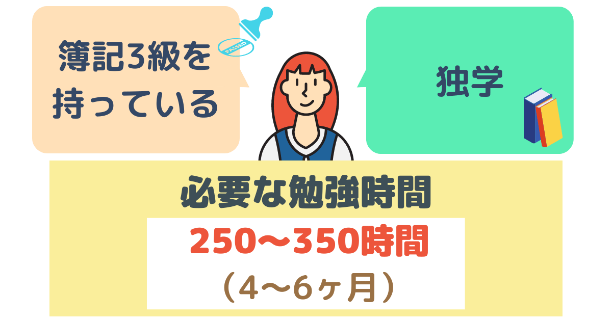 簿記3級保持者が独学で目指す場合_簿記2級の勉強時間