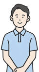 水色のポロシャツを着て、おなかの前で手を組んでいる男性のイラスト